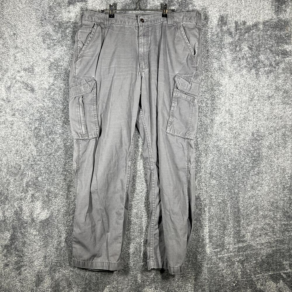 Carhartt Pants Mens 38x30 Gray Cargo Relaxed Fit Canvas Force Workwear